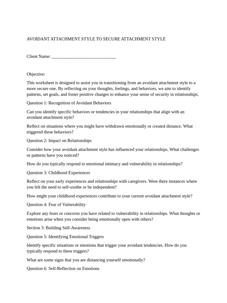 Transitioning to Secure Attachment Style | PDF | Attachment Theory ...