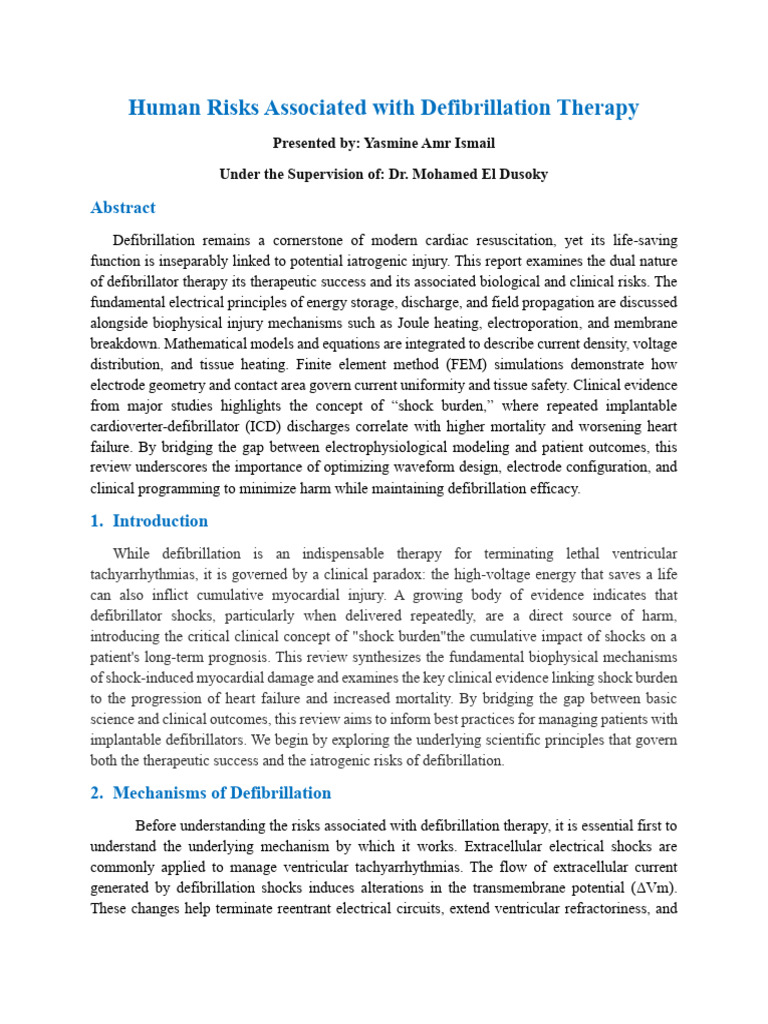 Defibrillation Therapy: Human Risks Explained | PDF