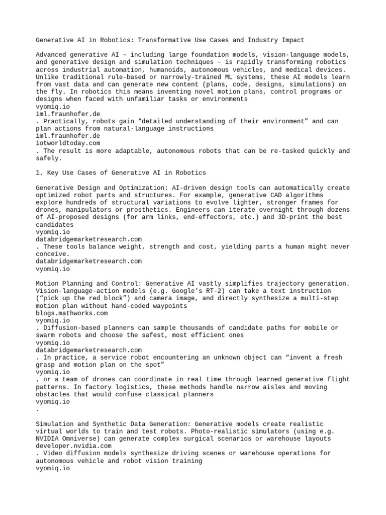 Generative AI's Impact on Robotics | PDF | Artificial Intelligence ...