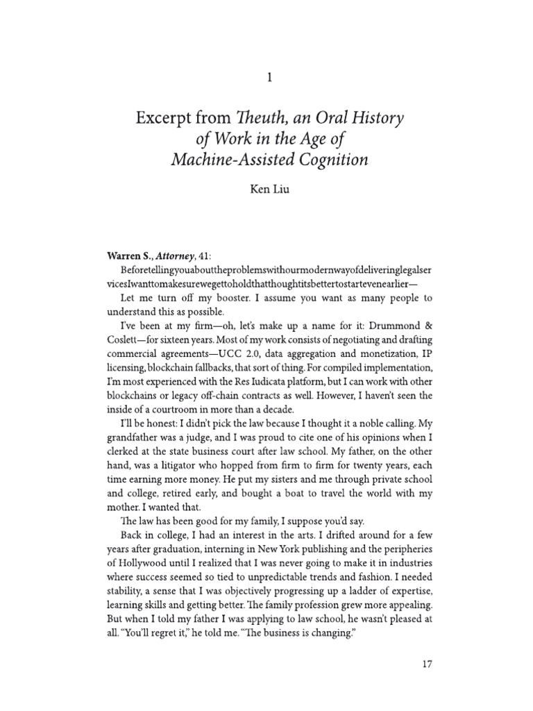 Theuth, An Oral History of Work in The Age of Machine-Assisted ...