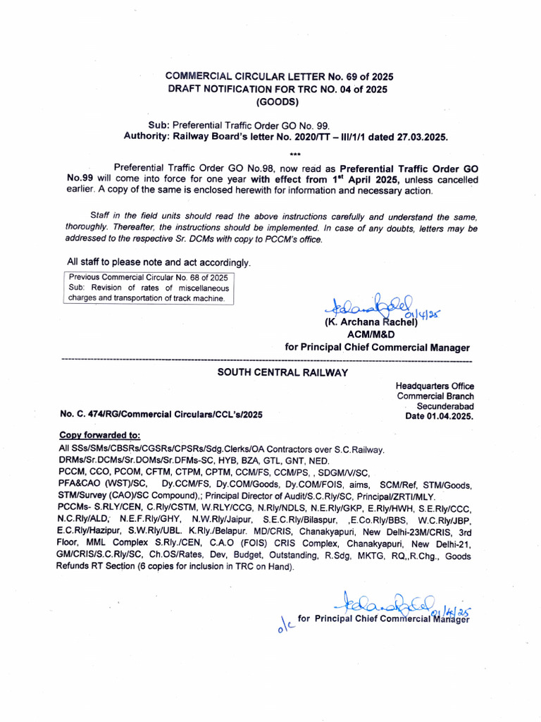 Preferential Traffic Order GO No. 99 Details | PDF | Iron | Materials