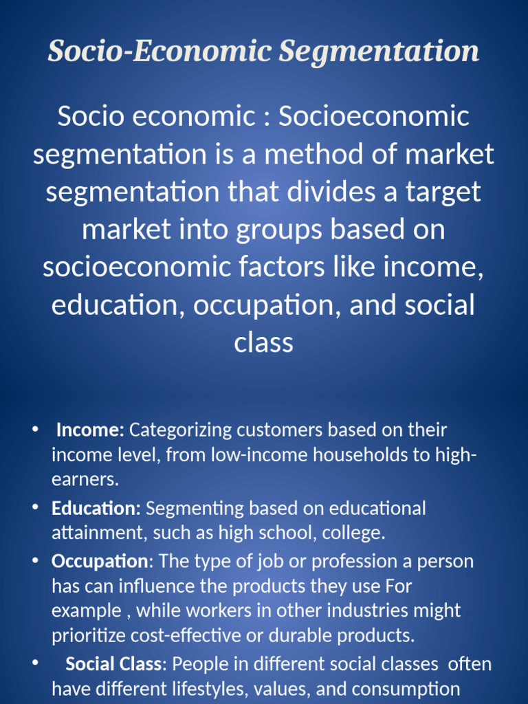 Understanding Socio-Economic Segmentation | PDF