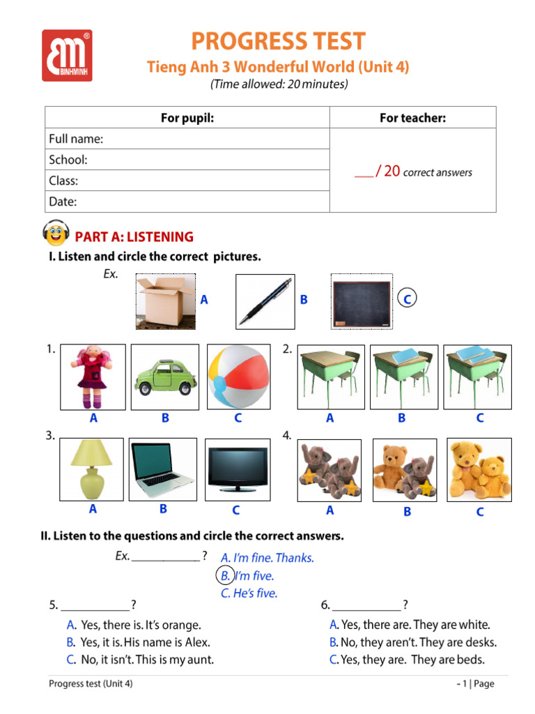 Grade 3 Progress Test Unit 4 Advanced Pdf Io Pdf