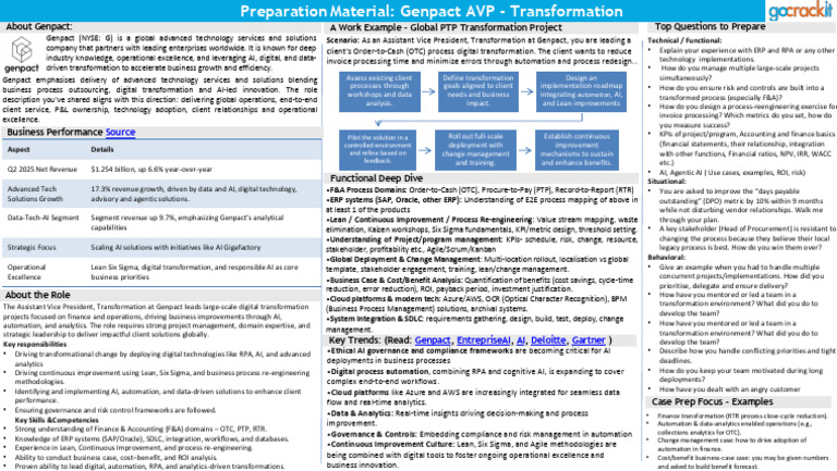 Genpact AVP Transformation Prep Guide | PDF | Business Process ...