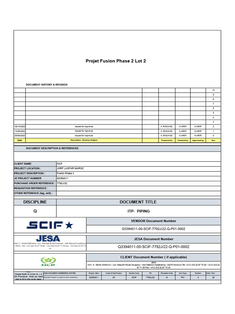 Projet Fusion Phase 2 Lot 2: Discipline Q Document Title | PDF ...