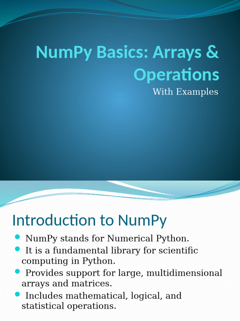 NumPy Arrays and Operations Guide | PDF