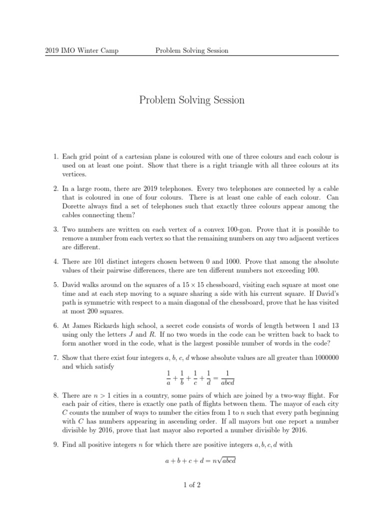 2019 Combinatorics Session | PDF | Discrete Mathematics | Mathematics