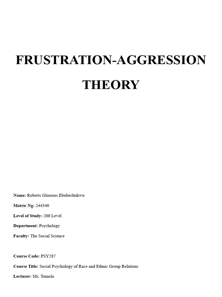 Frustration-Aggression Theory Explained | PDF | Aggression | Anger