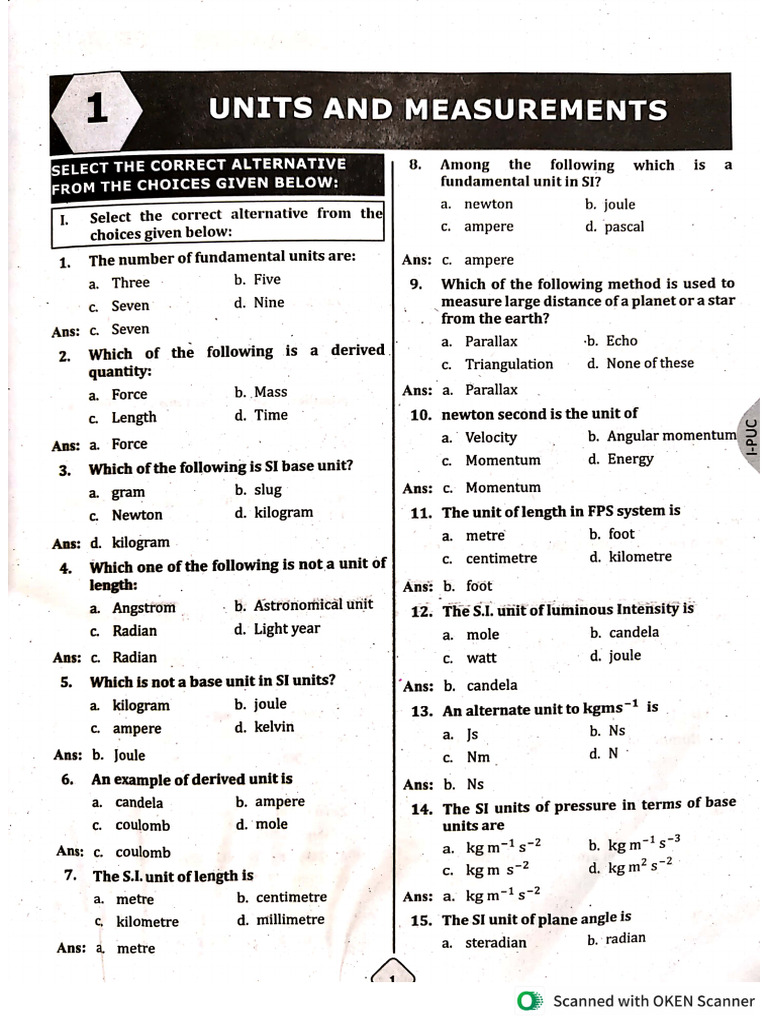 Unit 1-14 QB Physics. | PDF