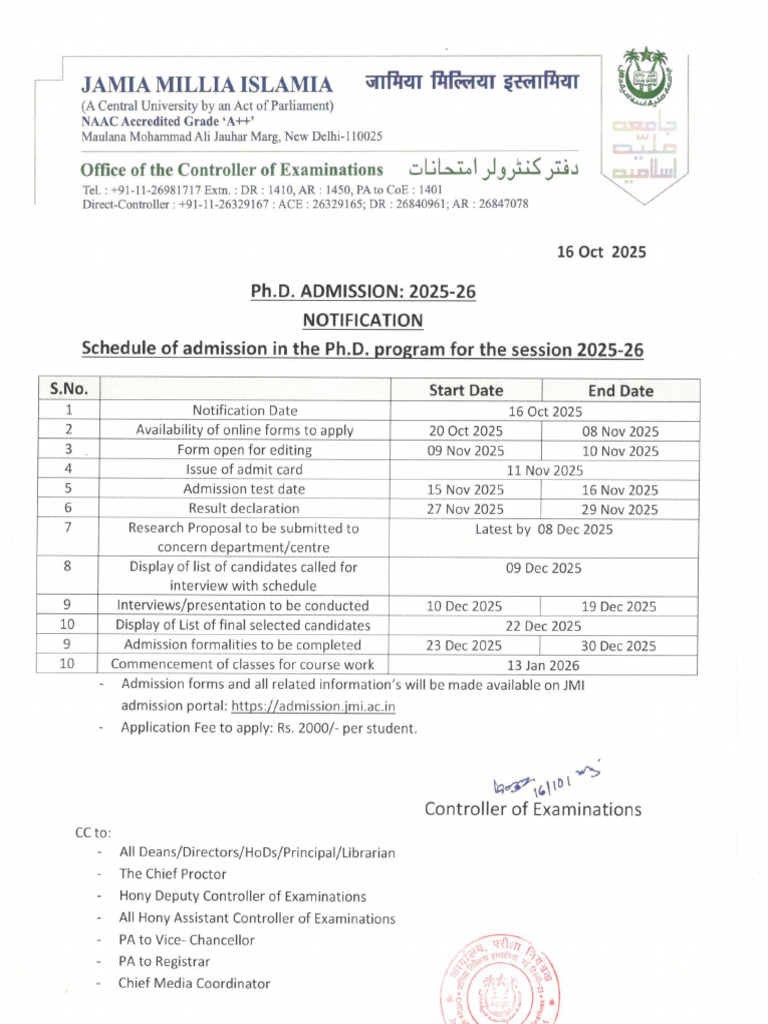 PHD Notification 2025 26 | PDF