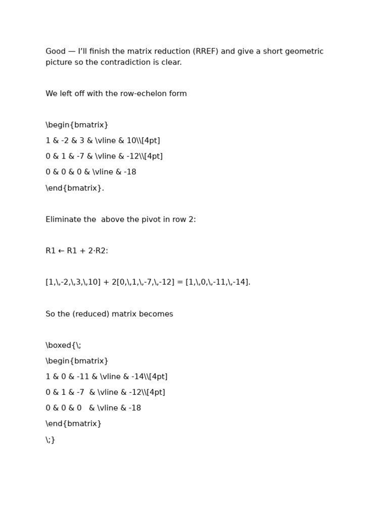 Matrix RREF and Geometric Interpretation | PDF