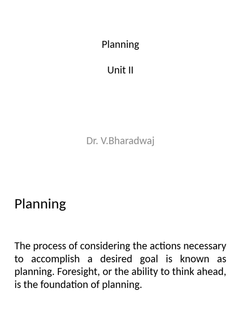 Unit II Planning | PDF