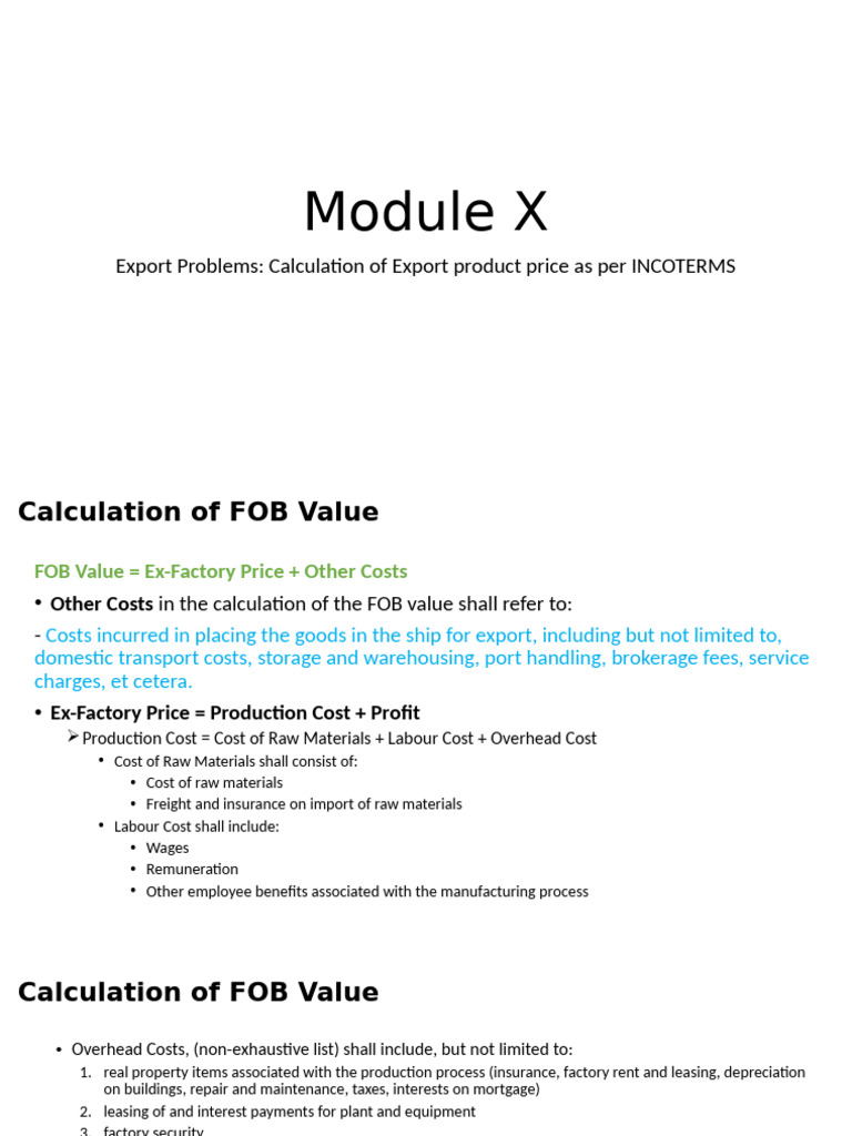 FOB and CIF Price Calculations Guide | PDF | Economies | Business