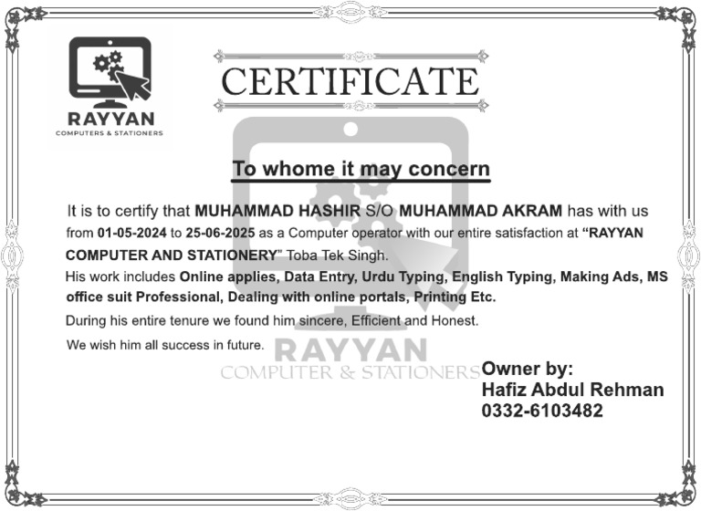 Hashir Certifcat Final | PDF