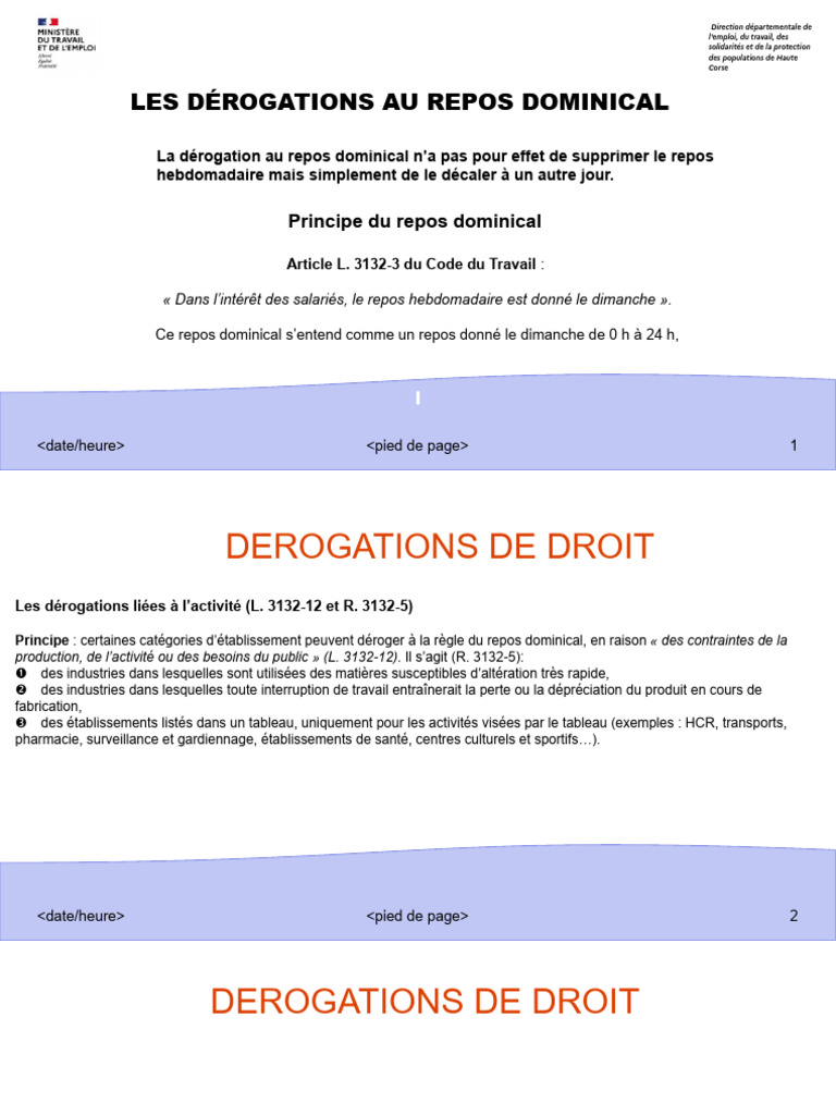 Dérogations au Repos Dominical en France | PDF | Communes de France