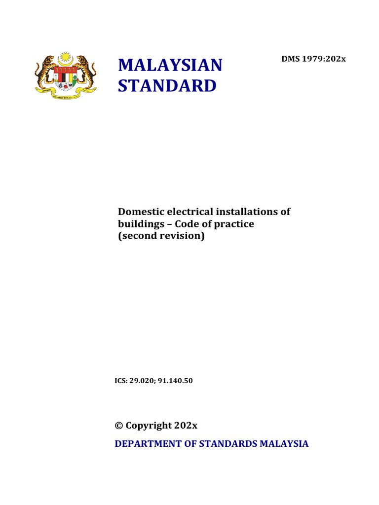 Malaysian Standard for Electrical Installations | PDF | Electrical ...