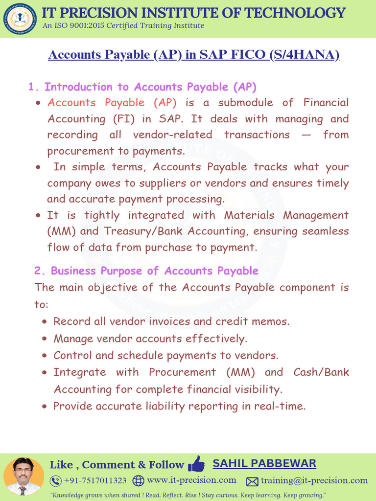 SAP Accounts Payable Overview Guide | PDF | Accounts Payable | Debits ...