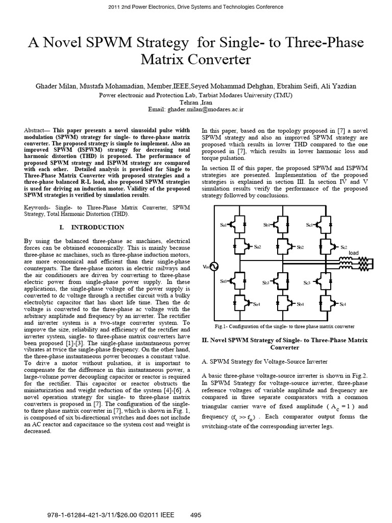 Novel SPWM for Matrix Converters | PDF | Power Inverter | Rectifier