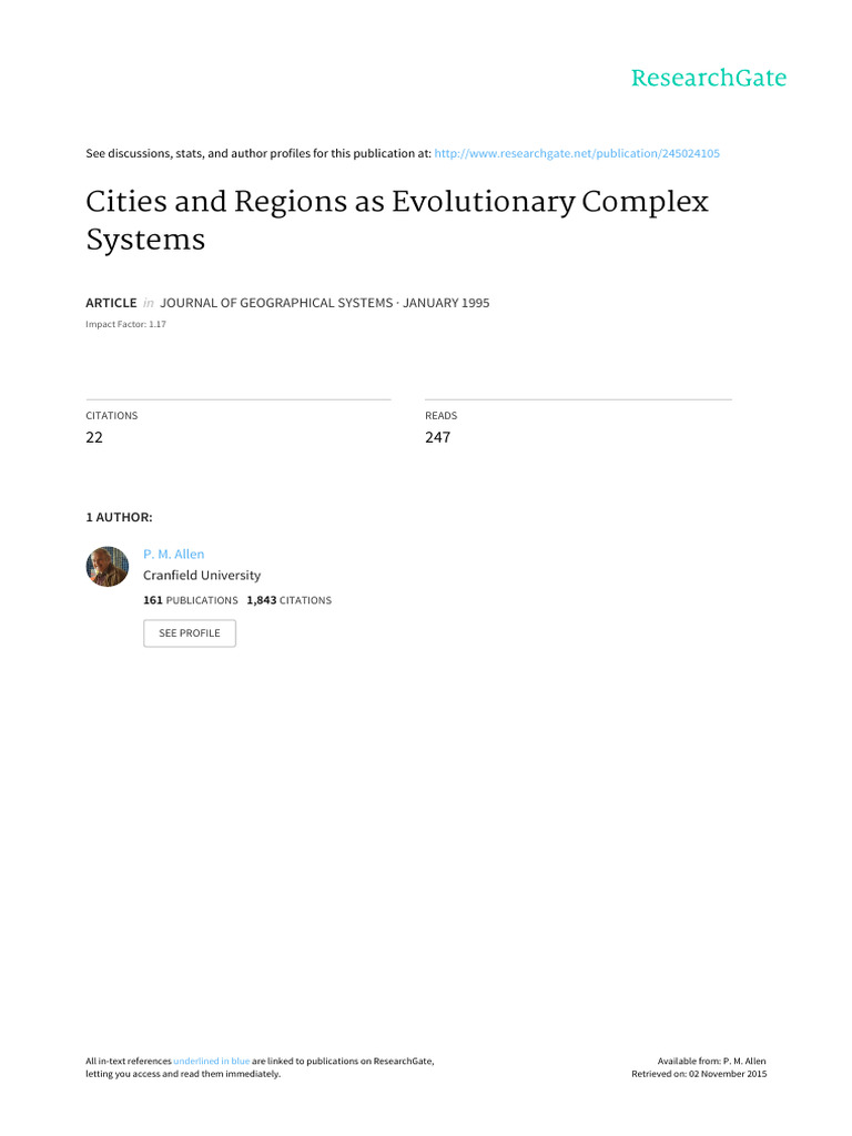 Evolutionary Complex Systems in Regions | PDF | Self Organization ...