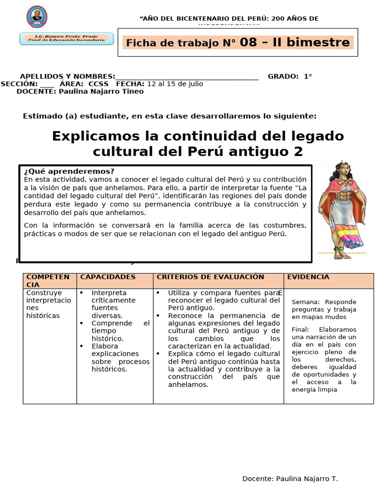 CCSS 1 - Semana 17 Bimestre 2 | PDF | Perú | Imperio Inca
