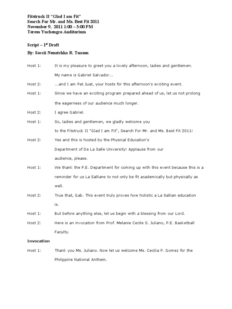 Fitstruck II Script | PDF | Physical Education | Self Care