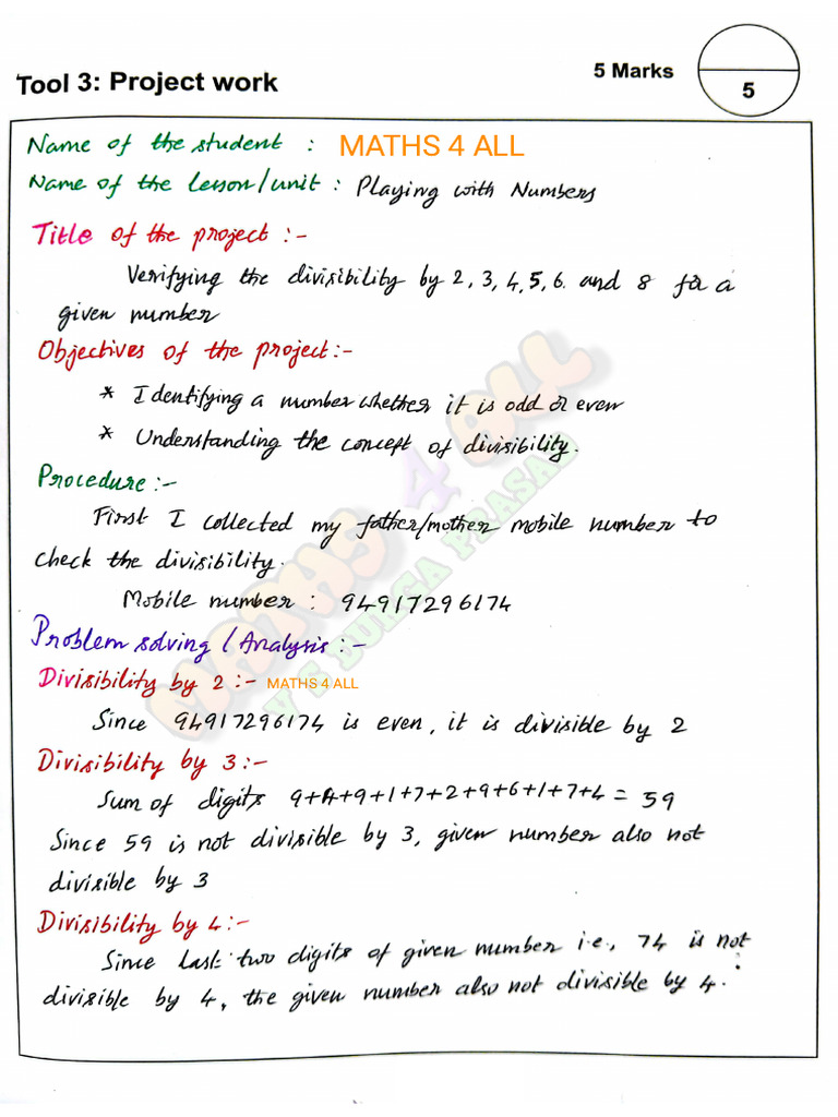 6th FA2 Maths Project (2 Pages) | PDF
