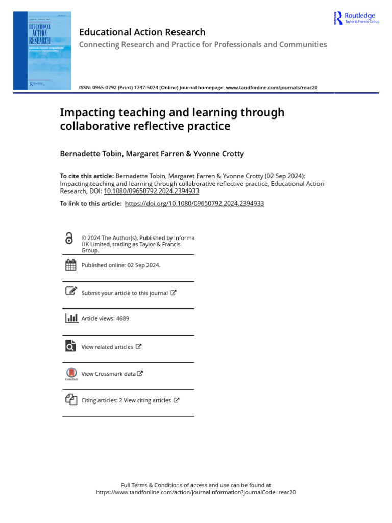 Collaborative Reflective Practice in Education | PDF | Reflective ...