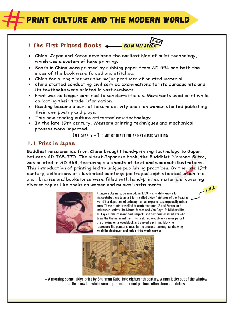 Class 10 SST His CH Print Culture in The Modern World Class Notes | PDF ...