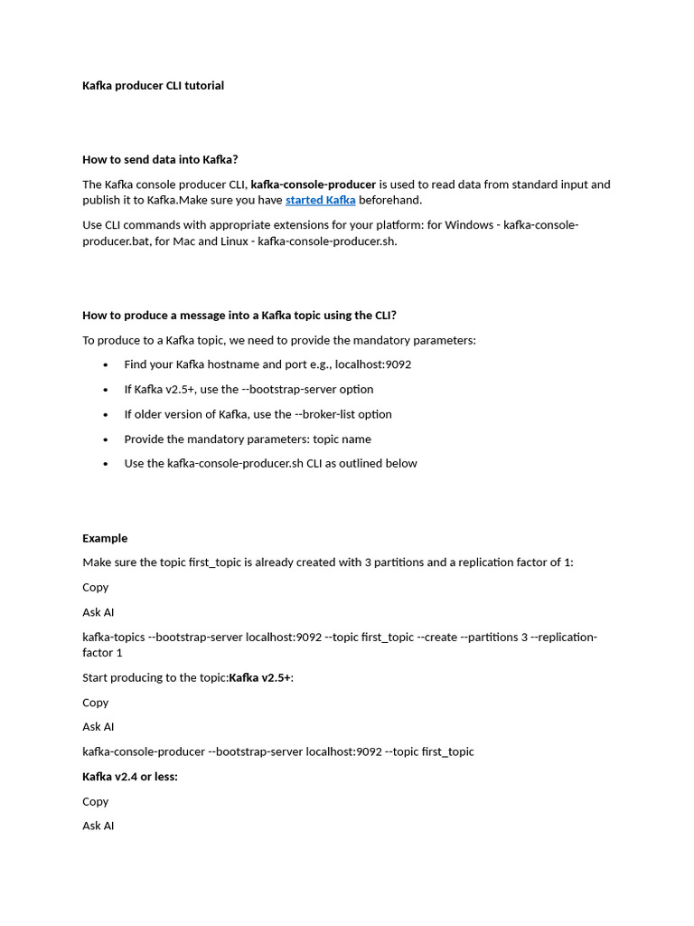Kafka Producer CLI Tutorial Guide | PDF | Command Line Interface ...
