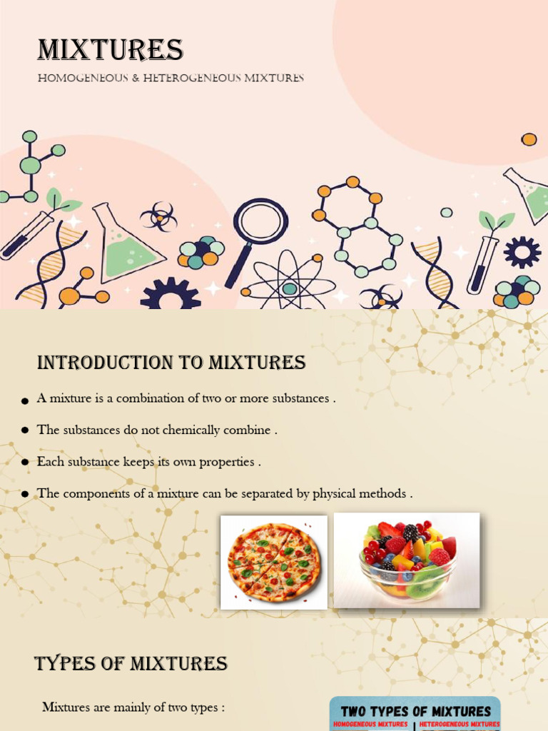 Types of Mixtures: Homogeneous vs. Heterogeneous | PDF