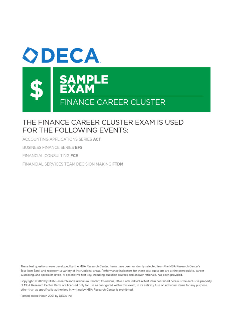 616dbd6259ef8bd23c296877 HS Finance Cluster Sample Exam 21 | PDF ...