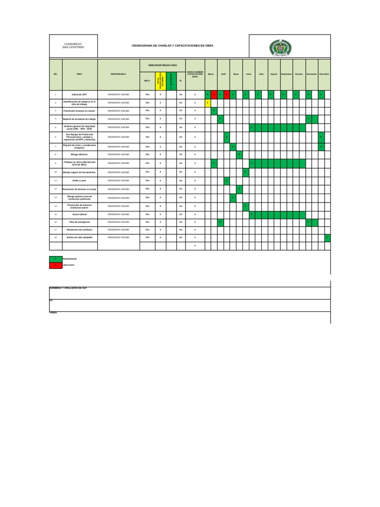 Cronograma de Capacitación en SST 2023 | PDF | Seguridad y salud ...