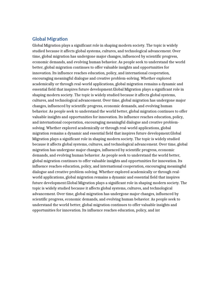 Understanding Global Migration Trends | PDF | Human Migration | Innovation