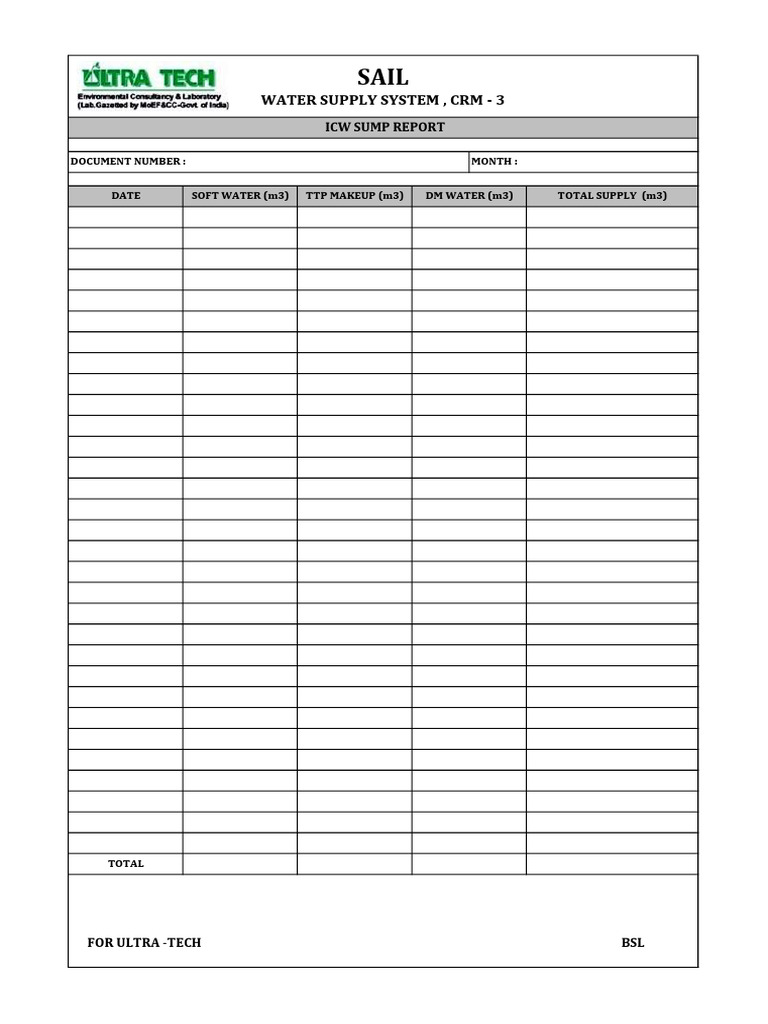 SAIL Water Supply System Report | PDF