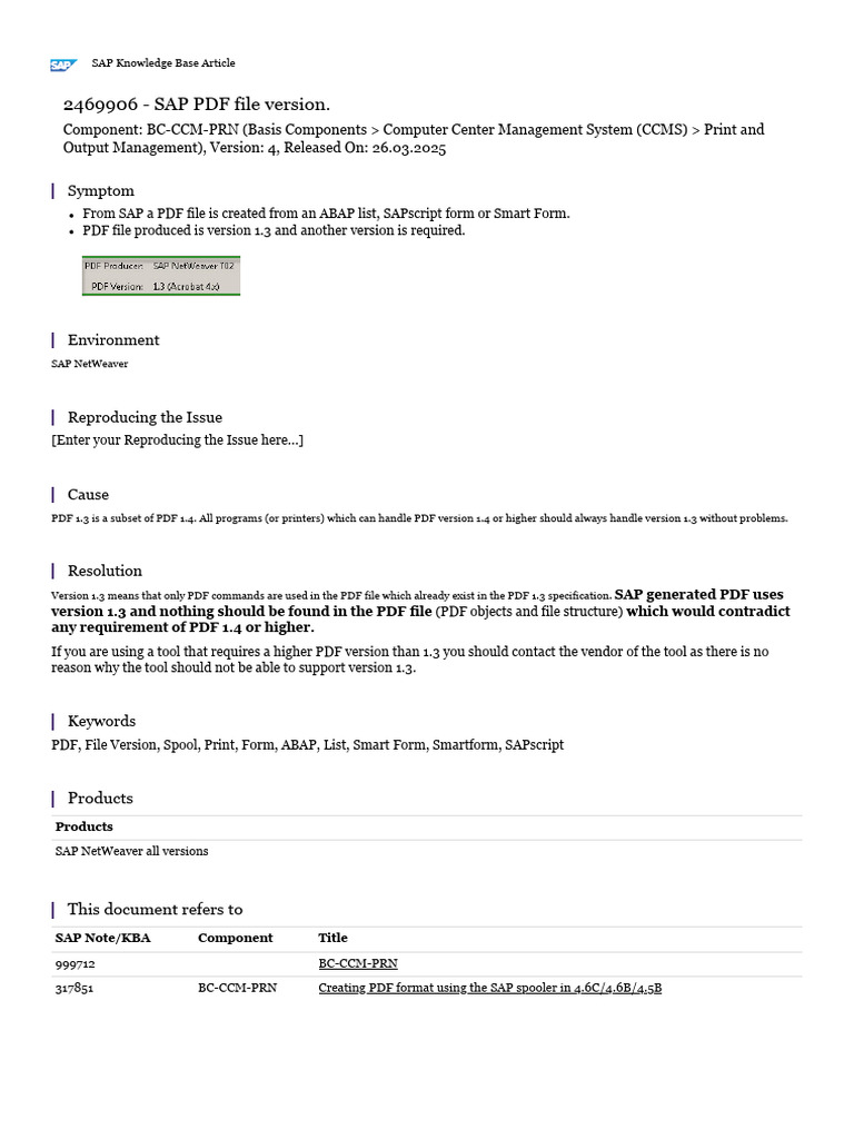 SAP PDF Version | PDF