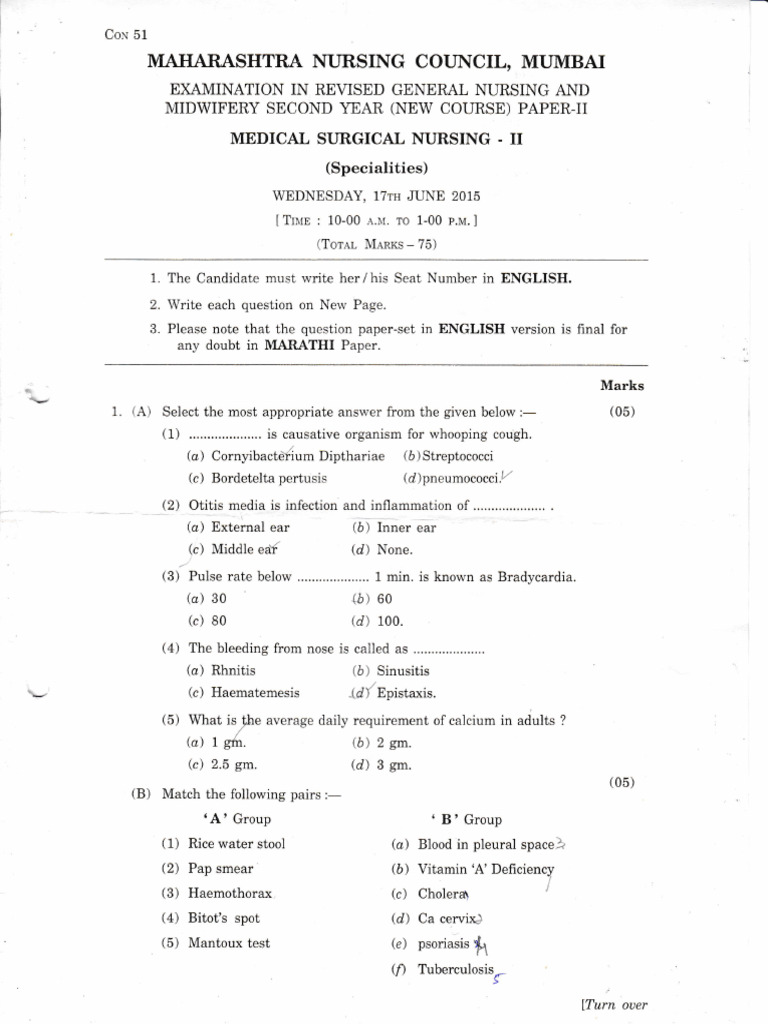 Nursing Examination Paper II Overview | PDF | Heart Failure | Medical ...