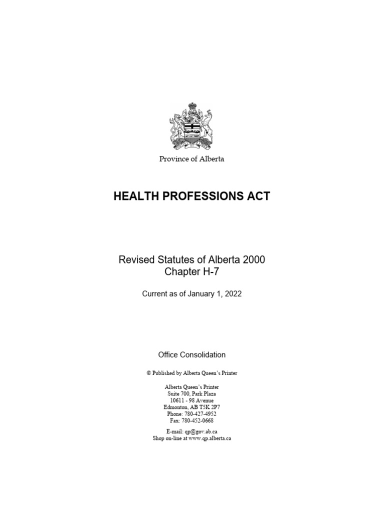 Alberta Health Professions Act Overview | PDF | Health Professional ...