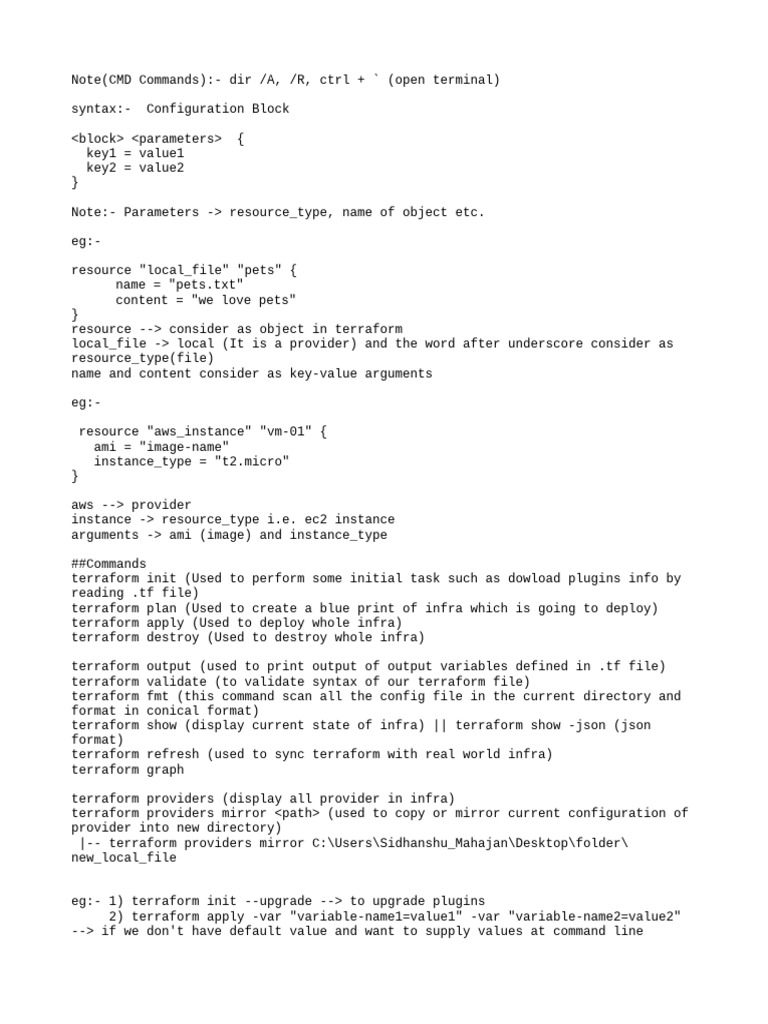 Terraform Commands and Configuration Guide | PDF | Computer File ...
