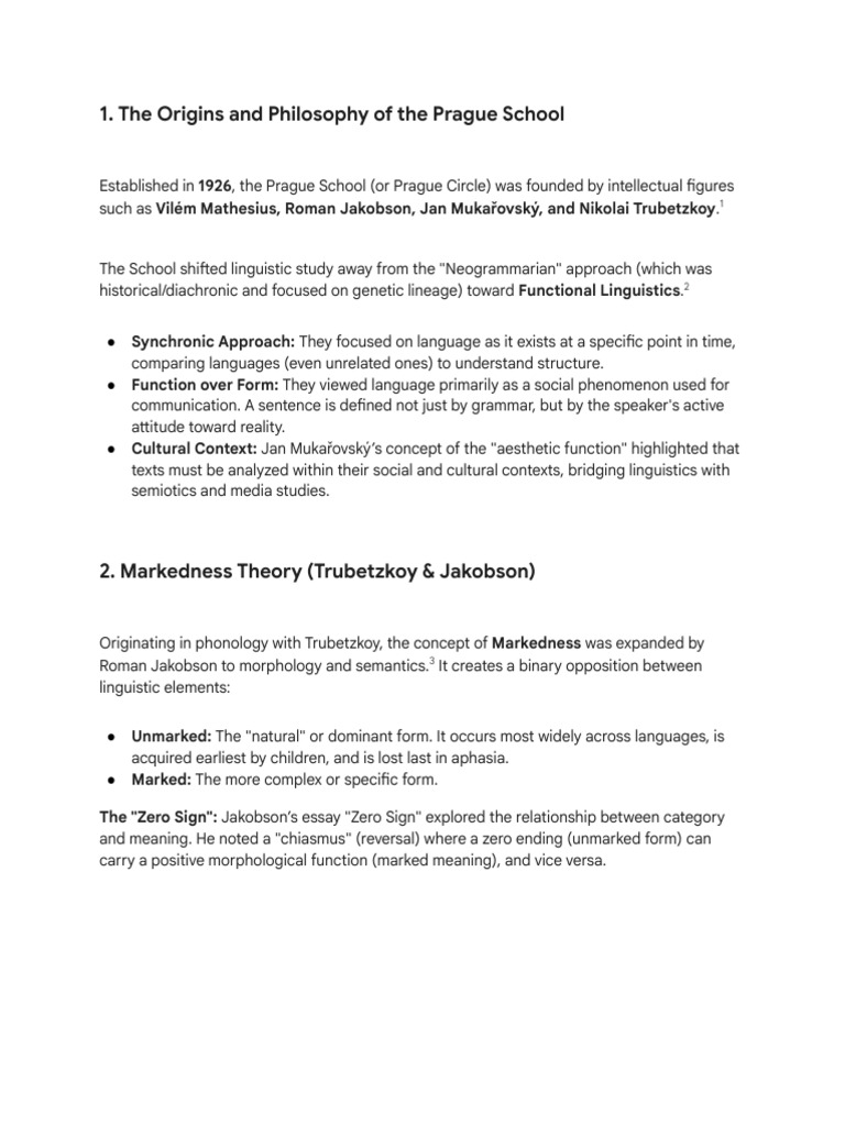 Prague School Linguistics Overview | PDF | Syntax | Communication