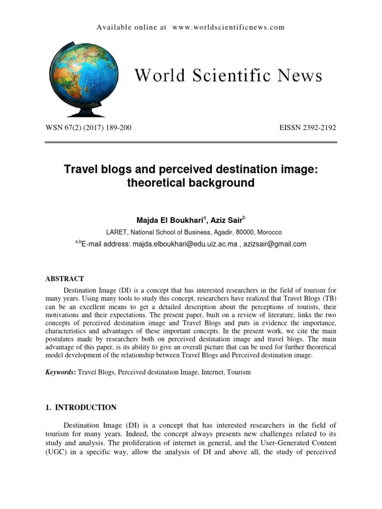 Travel Blogs and Destination Image Insights | PDF | Internet | Tourism