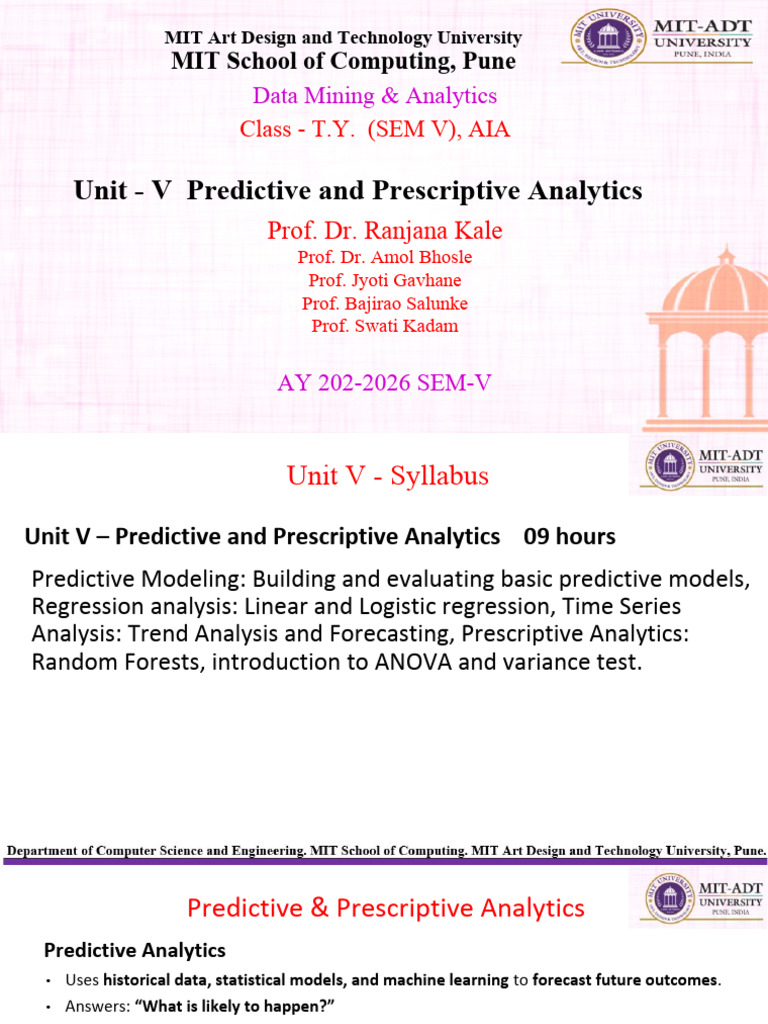 Unit V - Predictive and Prescriptive Analytics - New | PDF | Analytics ...