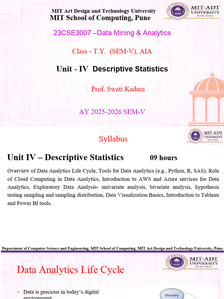 Unit IV Descriptive Statistics N | PDF | Sampling (Statistics) | Sas ...