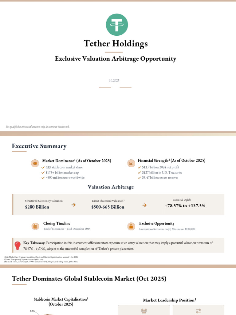 Tether Holdings Limited Presentation | PDF | Valuation (Finance) |  Cryptocurrency