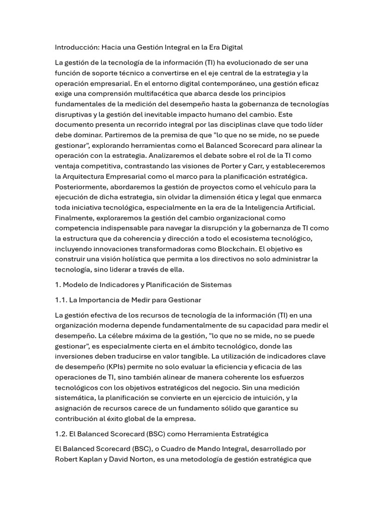 Gestión Integral de TI en la Era Digital | PDF | Inteligencia ...