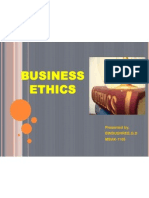 Business Ethics: Presented By, Bindushree.G.D MBAK-1105