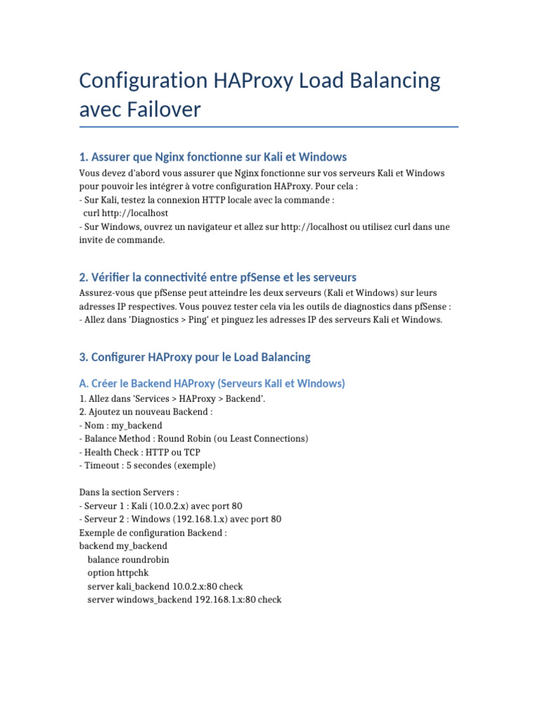 HAProxy : Load Balancing et Failover | PDF | Standards Internet ...