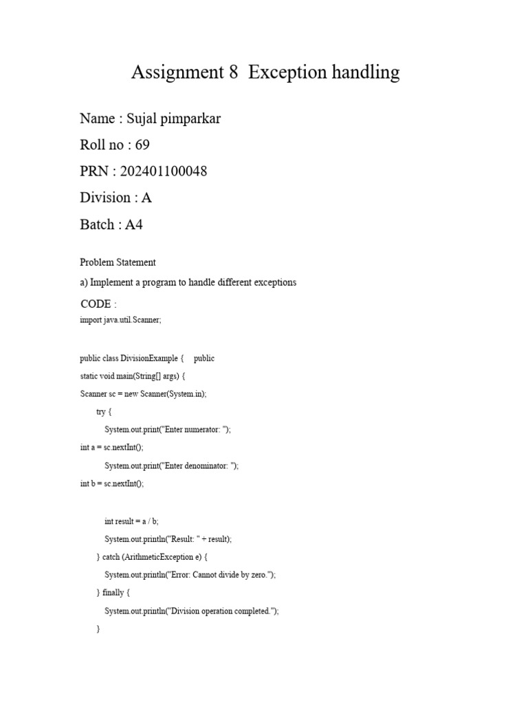 Exception Handling | PDF