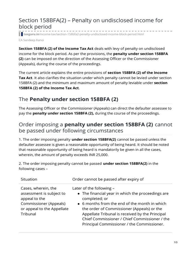 Penalty on Undisclosed Income: Section 158BFA(2) | PDF | Taxes | Income Tax