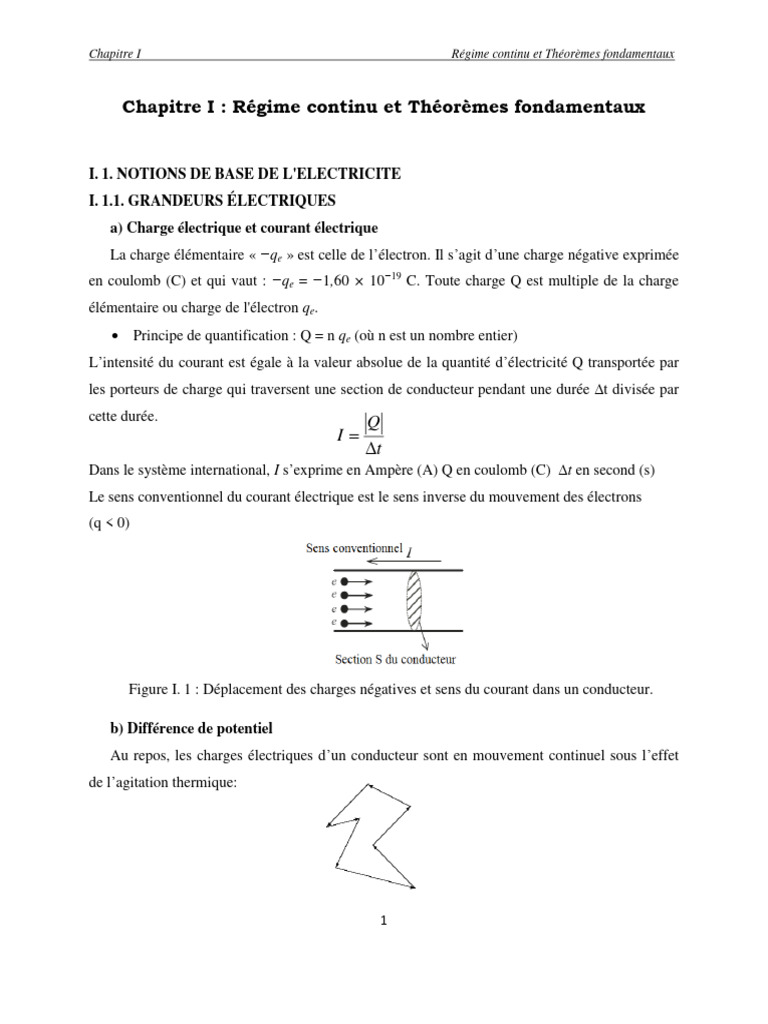 Notions de base en électricité et circuits | PDF | Courant électrique