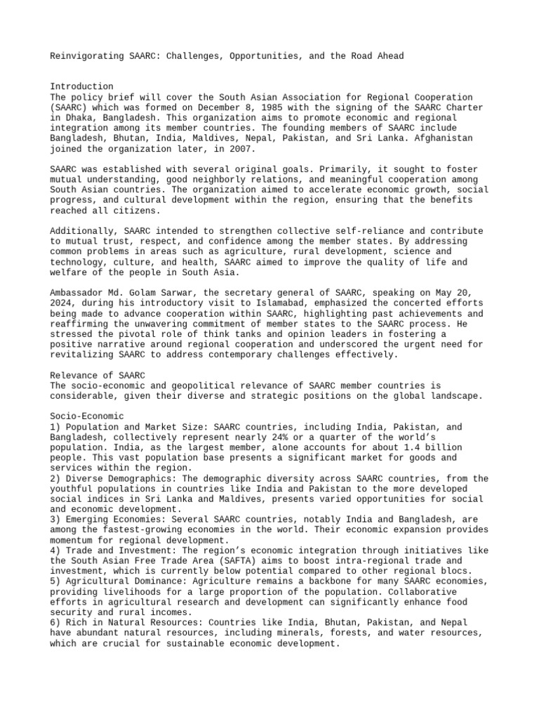 SAARC | PDF | Climate Resilience | Sustainability